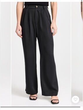 Reformation Black Wide-Leg High-Rise Trousers